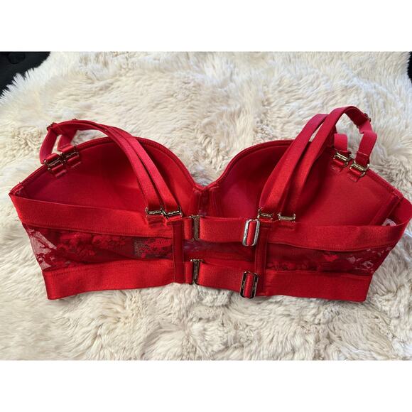 RARE🔥 Honey Birdette LUCILLE❤️ Red Lace Push Up Bra 34DD - Picture 3 of 5
